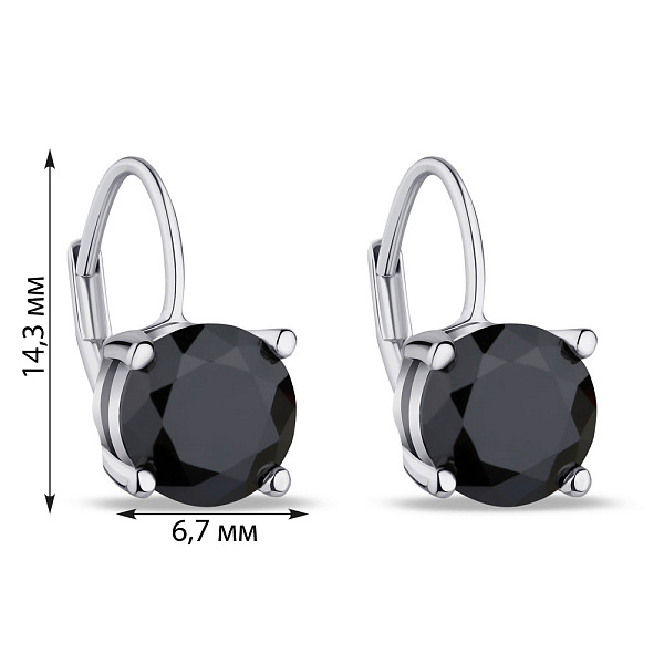 Серьги серебряные с черным фианитом (арт. 7502/1365/6ч) – изображение 2