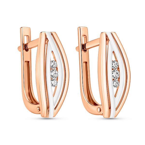 Серьги из красного золота с фианитами (арт. 110678) – изображение 1