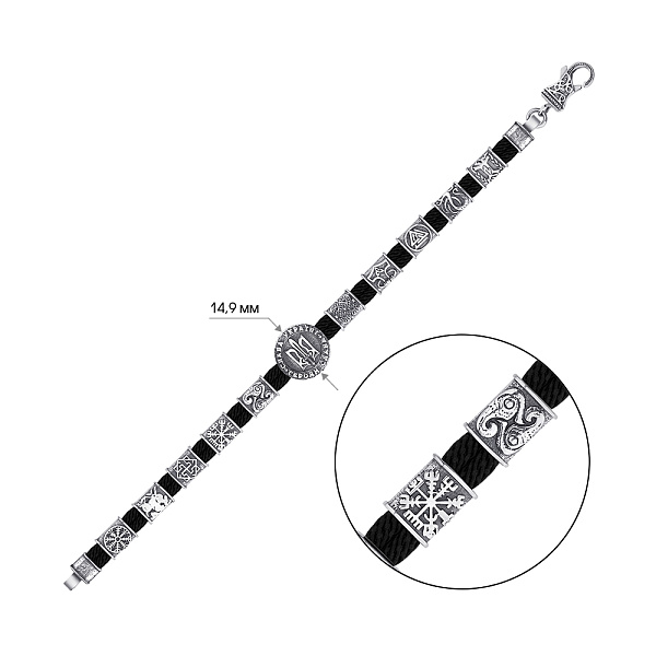 Браслет на шовковій нитці з вставками зі срібла (арт. 7309/2197/11) – зображення 2