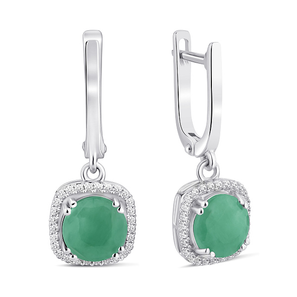 Серебряные серьги с изумрудом (арт. 7502/2194132Изм) – изображение 1