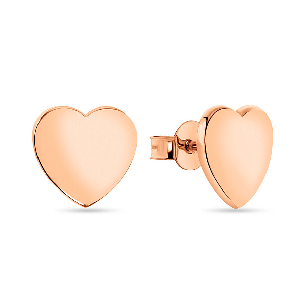 Сережки-пусети з червоного золота в формі серця (арт. 106509) – зображення 1