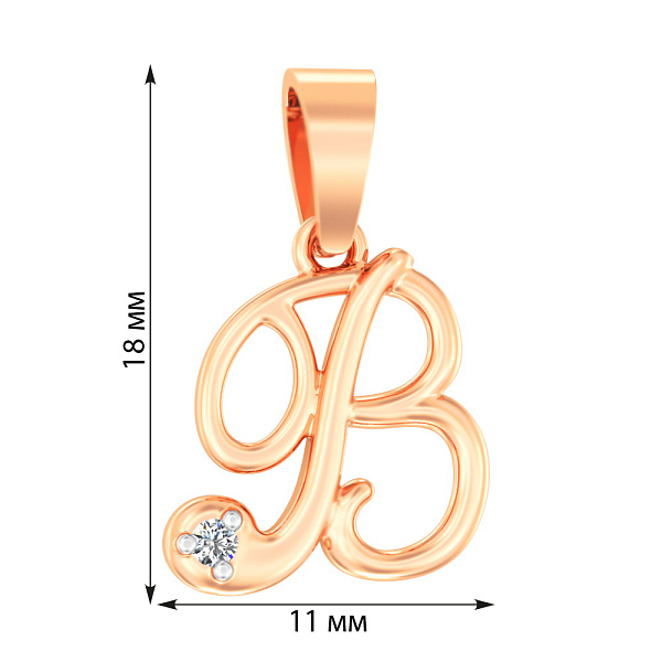 Золотая подвеска Буква В с фианитом (арт. 440623) – изображение 2