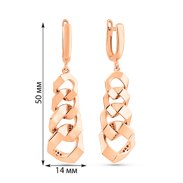 Серьги из красного золота Звенья без камней (арт. 1091278) – изображение 5