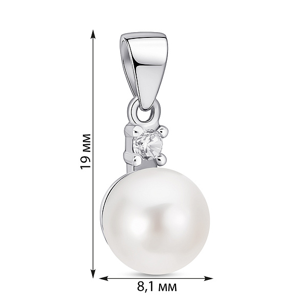 Срібний кулон з перлиною і фіанітом (арт. 7503/4418жб) – зображення 2