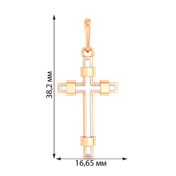 Хрестик з червоного і білого золота (арт. 440926кб) – зображення 2