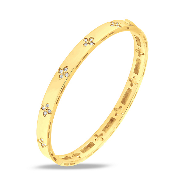 Жесткий браслет из желтого золота с фианитами (арт. 326343ж) – изображение 1