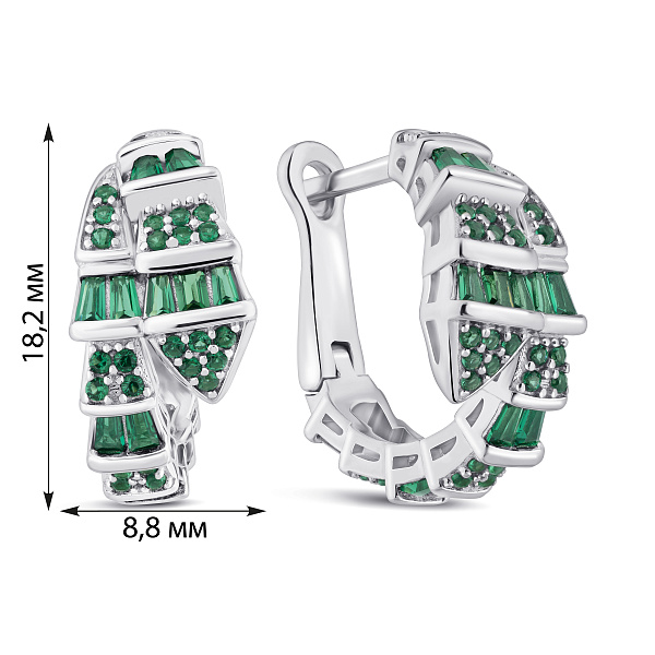 Серебряные серьги с зелеными альпинитами (арт. 7502/10092аз) – изображение 2