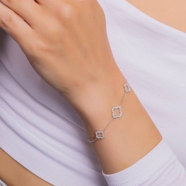 Золотий браслет Конюшина з діамантами (арт. Б341631030б) – зображення 3