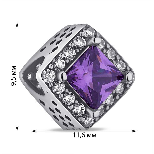 Срібний шарм з альпінітом і фіанітами (арт. 7903/П5ФА/7091) – зображення 2