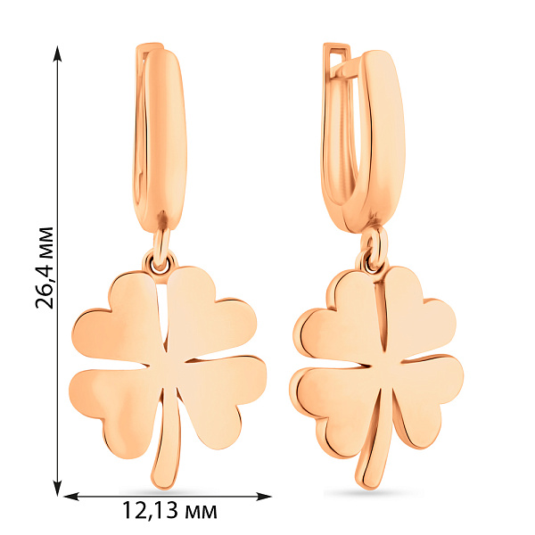 Золотые серьги-подвески Клевер (арт. 109508) – изображение 4