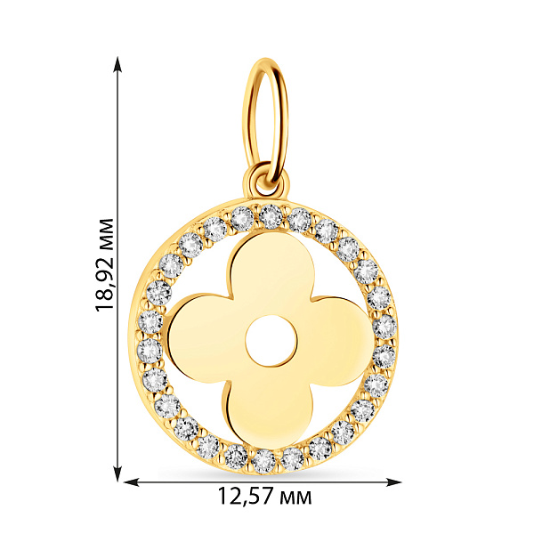 Подвеска из желтого золота с фианитами (арт. 424460ж) – изображение 2
