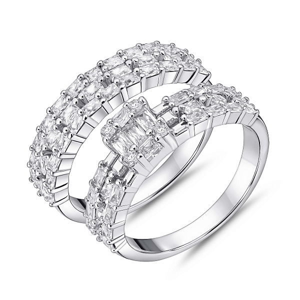 Двойное серебряное кольцо с фианитами (арт. 7501/8473) – изображение 2