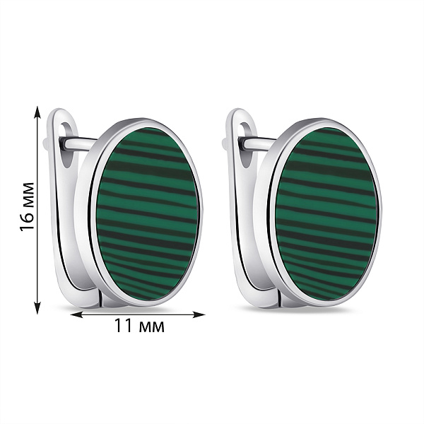 Срібні сережки з малахітом  (арт. 7502/9608млх) – зображення 2