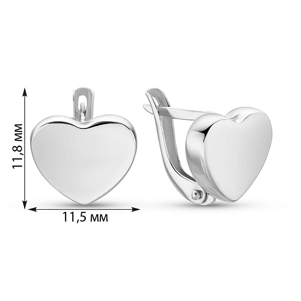 Сережки з білого золота Сердечка (арт. 104403б) – зображення 2