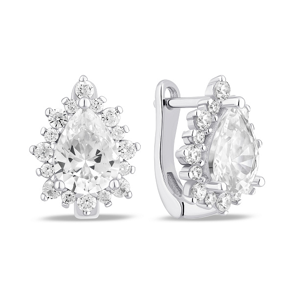 Серебряные серьги Капля с фианитами (арт. 7502/10140) – изображение 1