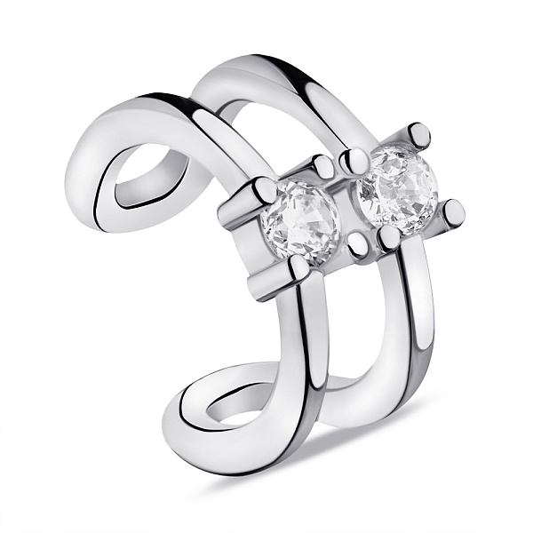 Сережка-каффа из серебра с фианитами (арт. 7502/9127я) – изображение 1