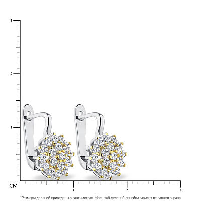 Сережки зі срібла з фіанітами і з жовтим родіюванням  (арт. 7502/4735бж)