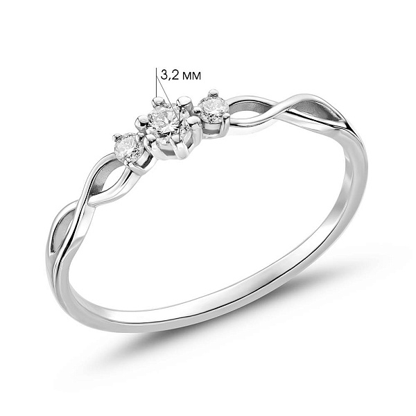 Кольцо из белого золота с тремя бриллиантами (арт. К011351010б) – изображение 4