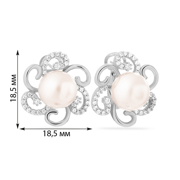 Серьги из белого золота с жемчугом (арт. 104058бпрлб) – изображение 2