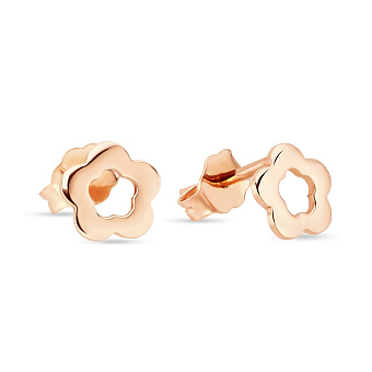 Фото Сережки для дітей «Квіти» з червоного золота (арт. 105225)