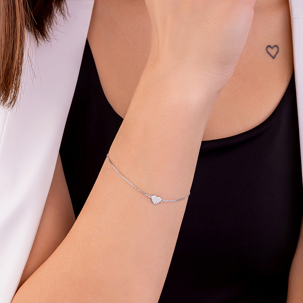 Браслет золотий з сердечком з діамантами (арт. Б011479005б) – зображення 3