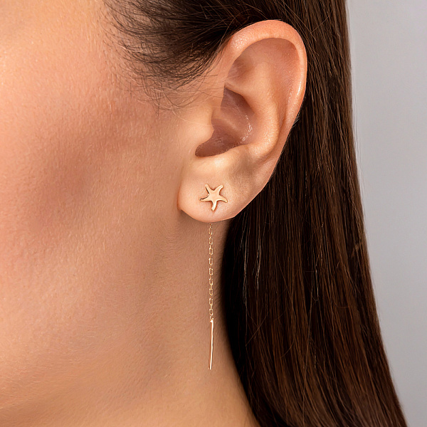 Сережки-протяжки из красного золота (арт. 105781) – изображение 2