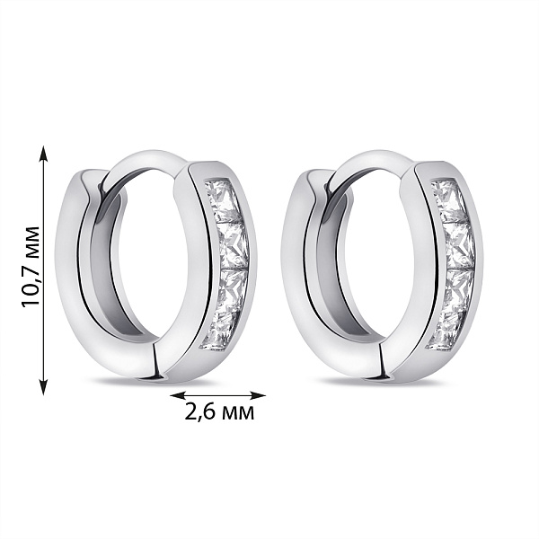 Серебряные серьги-кольца с фианитами (арт. 7502/9482/10) – изображение 2