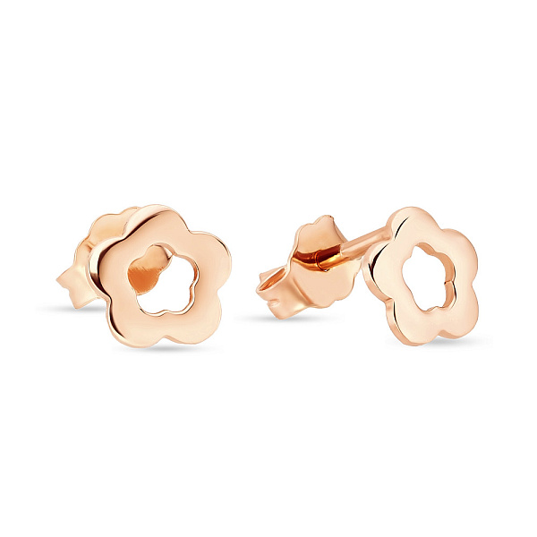 Сережки для дітей «Квіти» з червоного золота (арт. 105225) – зображення 1