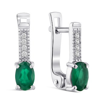 Серебряные серьги с агатом и фианитами (арт. 7502/2188773Аз)