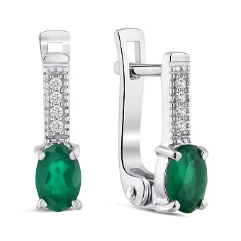 Серебряные серьги с агатом и фианитами (арт. 7502/2188773Аз)