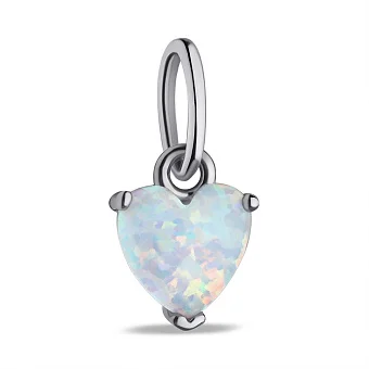 Серебряная подвеска Сердце с белым опалом (арт. 7503/ПК2ОПБ/1164)