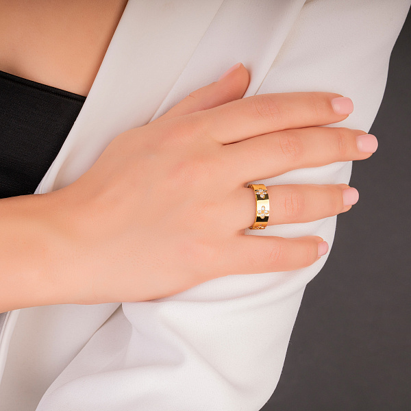 Кольцо из желтого золота и фианитами (арт. 156051ж) – изображение 2