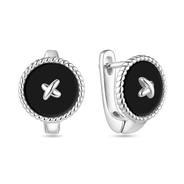 Серебряные серьги с ониксом (арт. 7502/10547о) – изображение 1