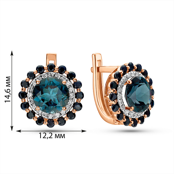 Золотые серьги с бриллиантами и с топазом (арт. С011143Плс) – изображение 4