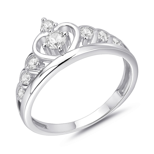 Серебряное кольцо Корона с россыпью фианитов (арт. 7501/15079р) – изображение 1