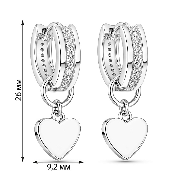Серебряные серьги-трансформеры Сердце (арт. 7502/10203/15) – изображение 2