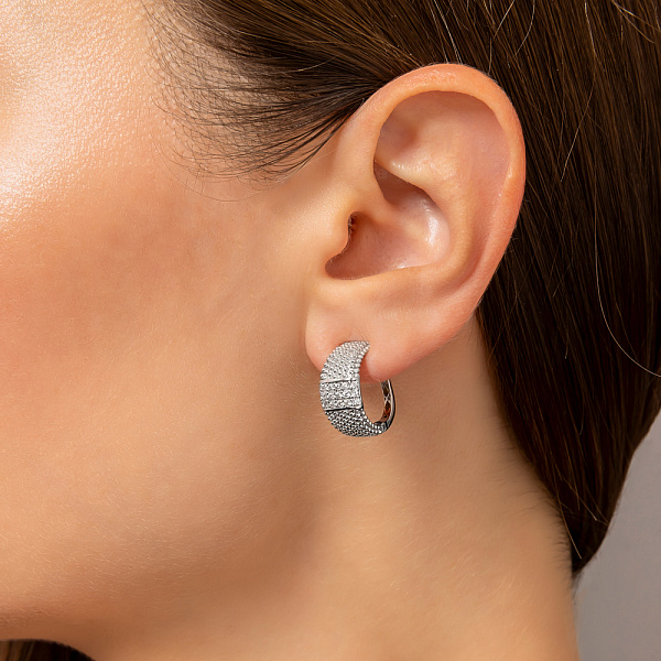 Серьги из белого золота с фианитами (арт. 1092019б) – изображение 2