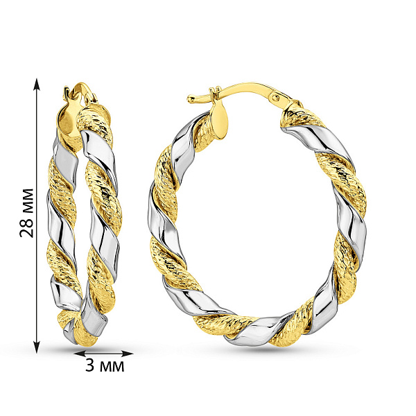 Сережки з жовтого  і білого золота (арт. 1091618/25жб) – зображення 3