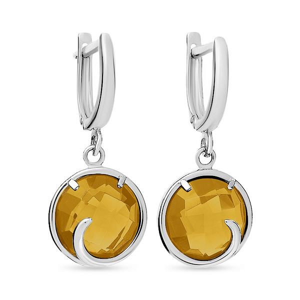 Серьги из белого золота с желтым ониксом (арт. 110378бол) – изображение 1