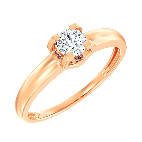Каблучка з червоного золота з діамантом (арт. К01115204026) – зображення 3