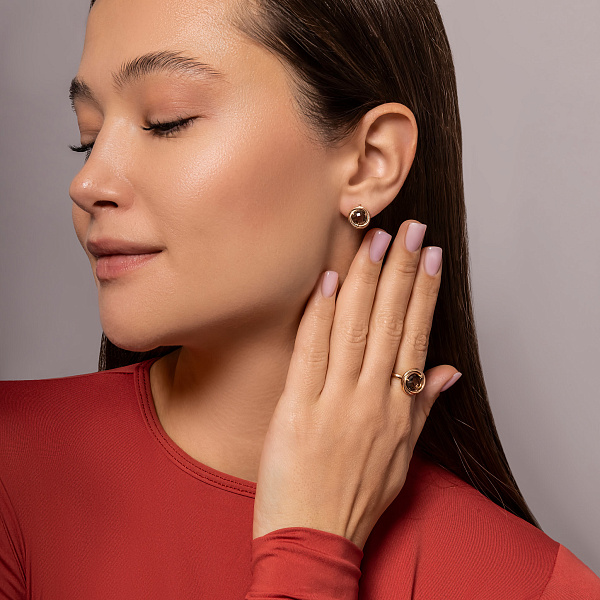 Золотые серьги с кварцем (арт. 110377Пкр) – изображение 4