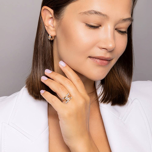 Золоті сережки Гілочка з фіанітами (арт. 111283) – зображення 3