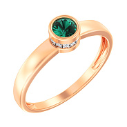 Фото Кольцо золотое с зеленым кварцем и фианитами (арт. 141091Пз)
