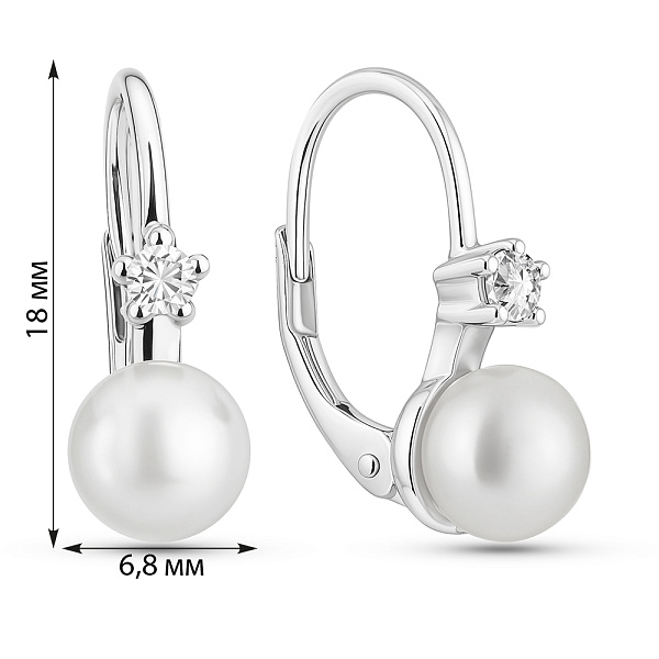Серебряные серьги с жемчугом и фианитами (арт. 7502/10040жб) – изображение 2