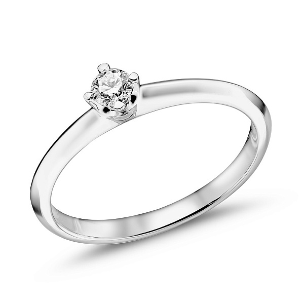 Золотое кольцо с одним бриллиантом (арт. К341480015б) – изображение 1