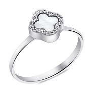 Серебряное кольцо с перламутром и фианитами (арт. 7501/653/6пкп)