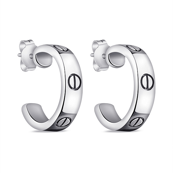 Серебряные серьги без камней (арт. 7518/5802/15) – изображение 1