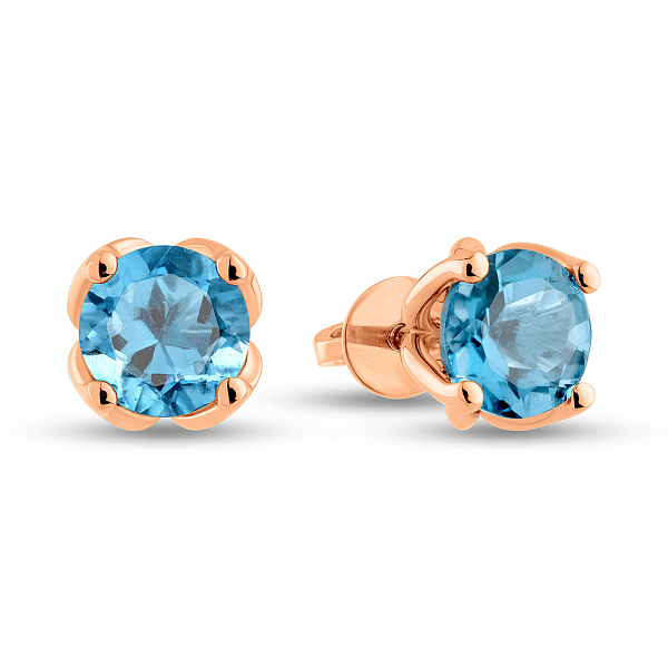 Золоті сережки-пусети з топазом (арт. 111229Птг) – зображення 1