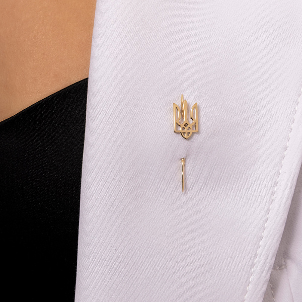 Золотий значок-шпилька на лацкан Тризуб (арт. 360006ж) – зображення 2