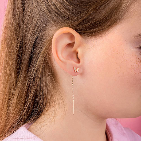 Серьги из красного золота с фианитами (арт. 110911) – изображение 2